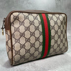 Gucci GG Sherry Line Clutch Brown Leather