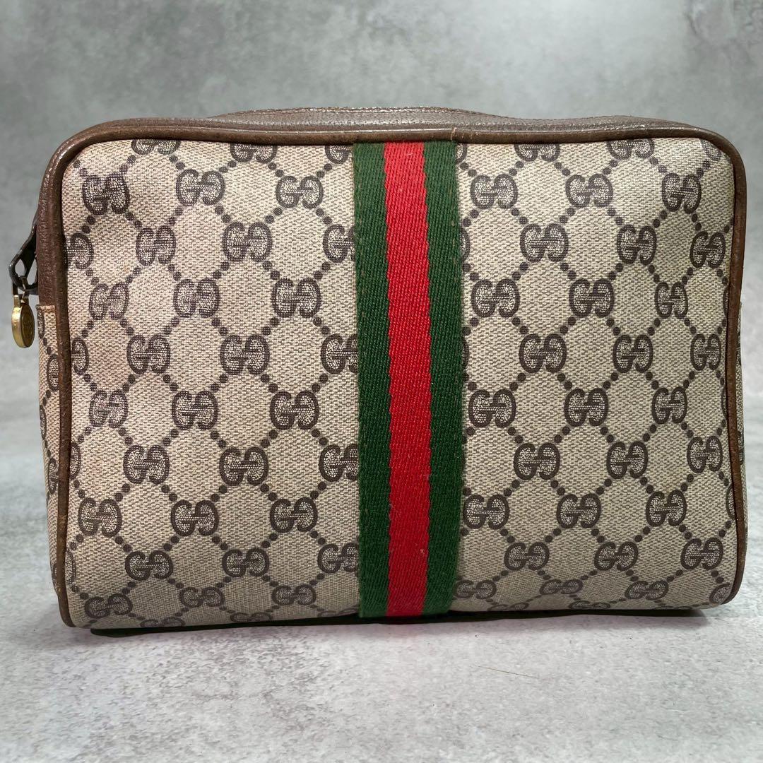 Gucci GG Sherry Line Clutch Brown Leather — view 2