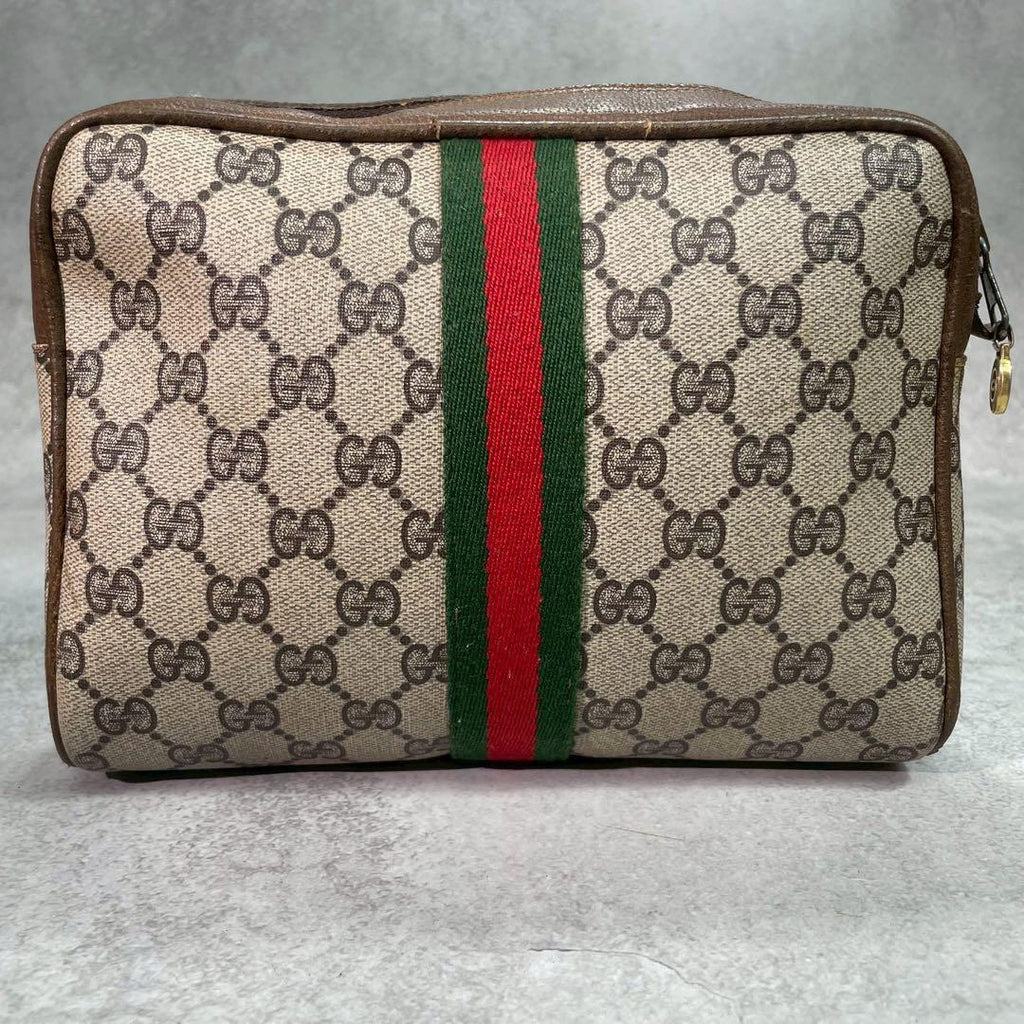 Gucci GG Sherry Line Clutch Brown Leather — view 3