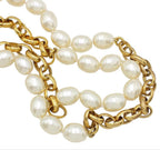 Chanel CC Logo Faux Pearl Long Chain Necklace — view 3