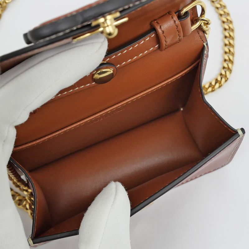 Celine Triomphe Card Holder With Chain 10 J743 dpv.04 lu Tan Brown — view 7