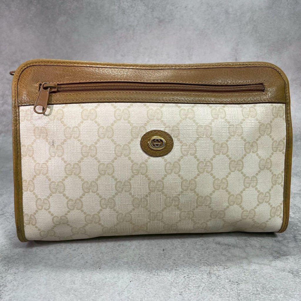 Gucci GG Clutch Beige Leather Logo Second — view 2