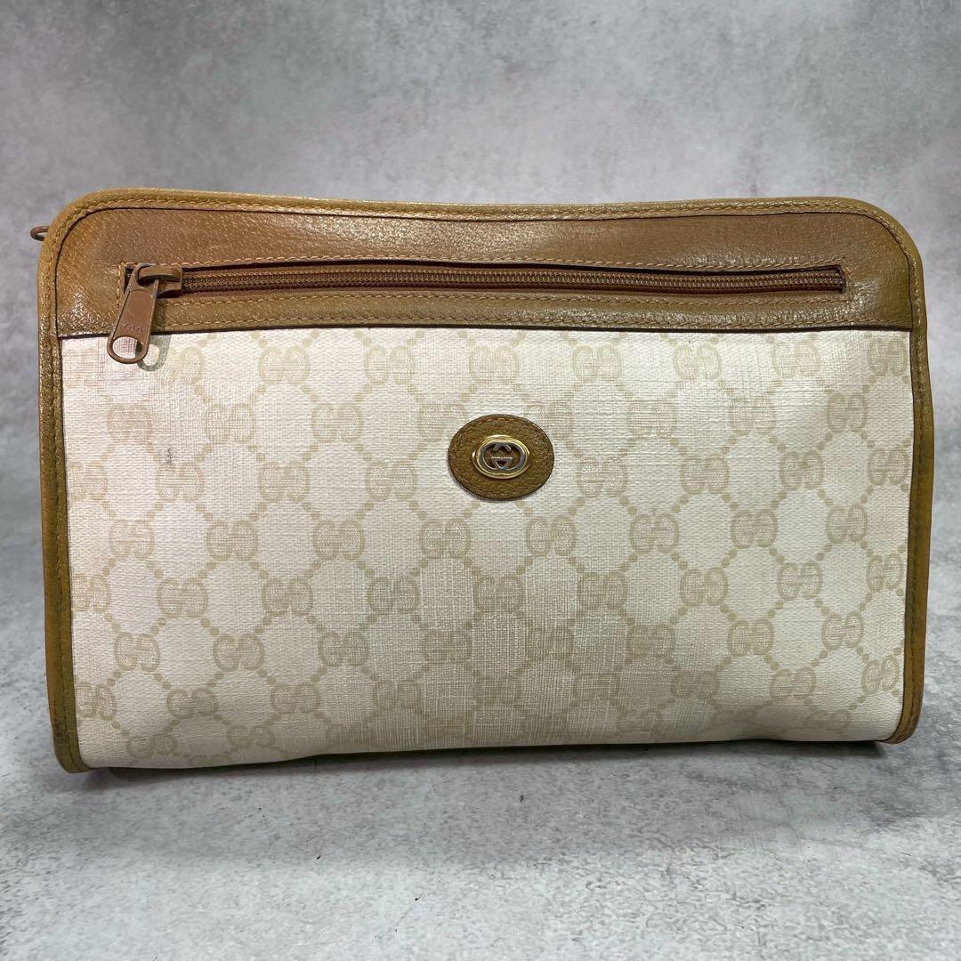 Gucci GG Clutch Beige Leather Logo Second — view 2