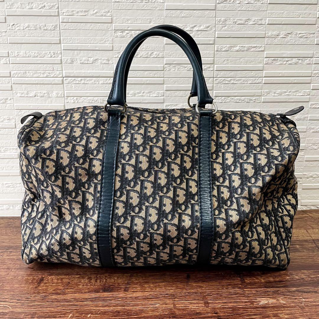 Dior Trotter Canvas Leather Boston Hand Bag All Over Pattern — view 2
