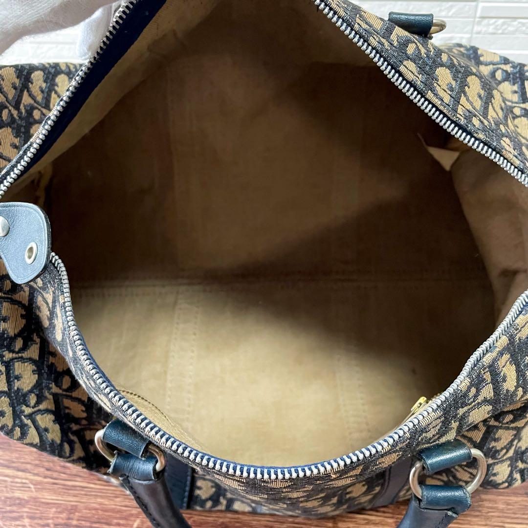Dior Trotter Canvas Leather Boston Hand Bag All Over Pattern — view 8