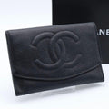 Chanel Jumbo CC Logo Bifold Wallet Caviar Leather Black