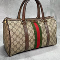 Gucci GG Sherry Line Boston Bag Brown Leather
