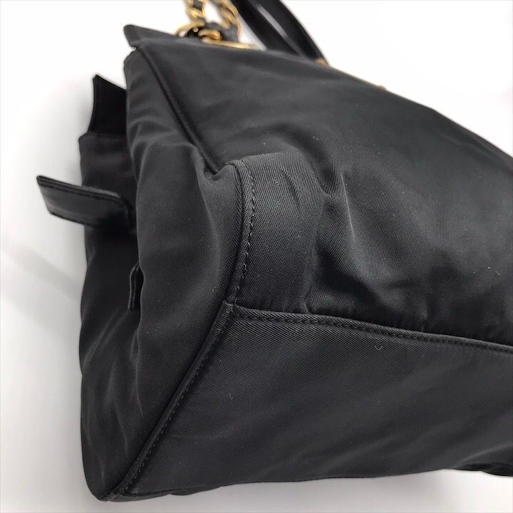 Prada Nylon Tessuto Chain Shoulder Bag Black — view 4