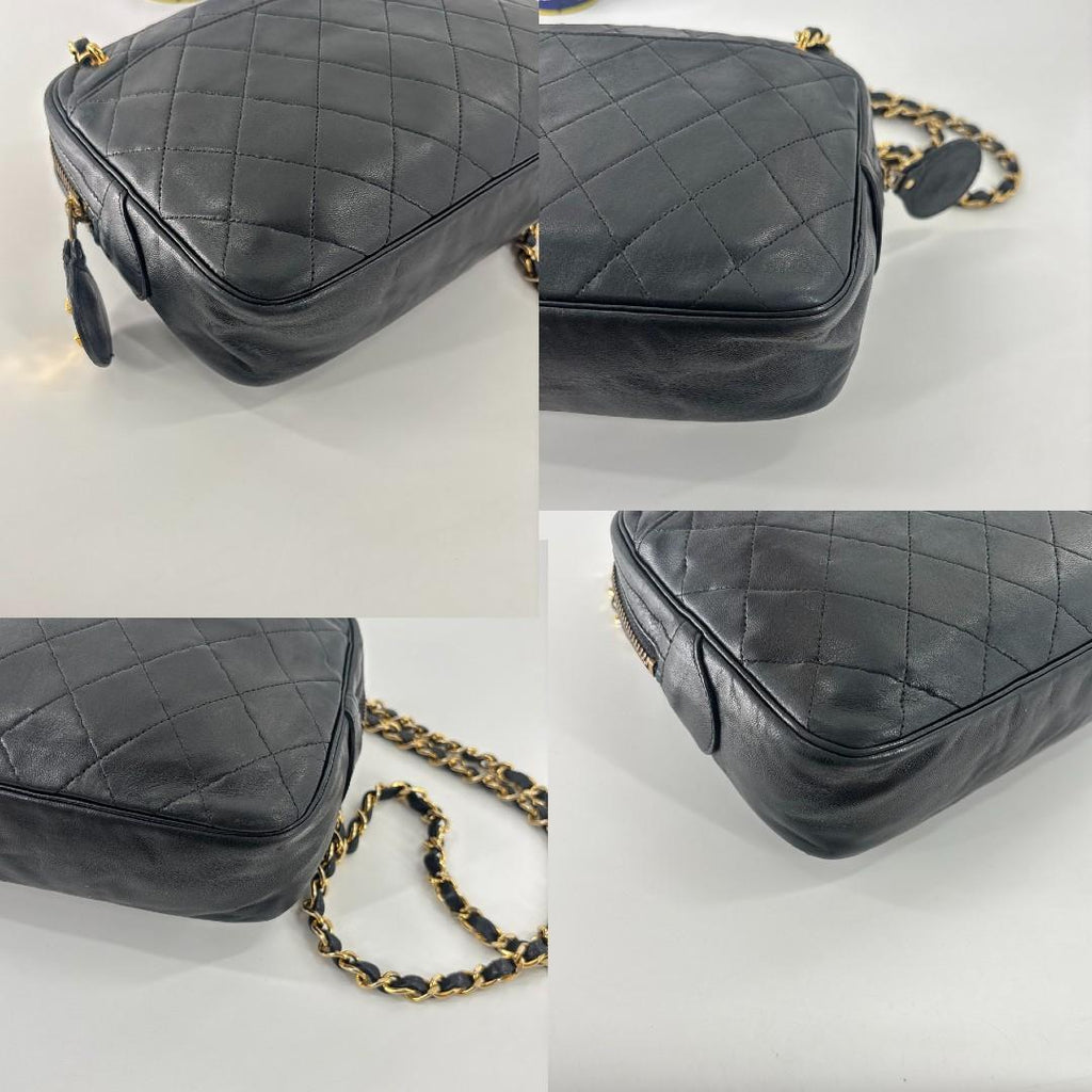 Chanel Quilted Lambskin Chain Shoulder Bag Black — view 8