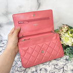 Chanel Chain Wallet Quilted Pink Silver Shoulder — view 8