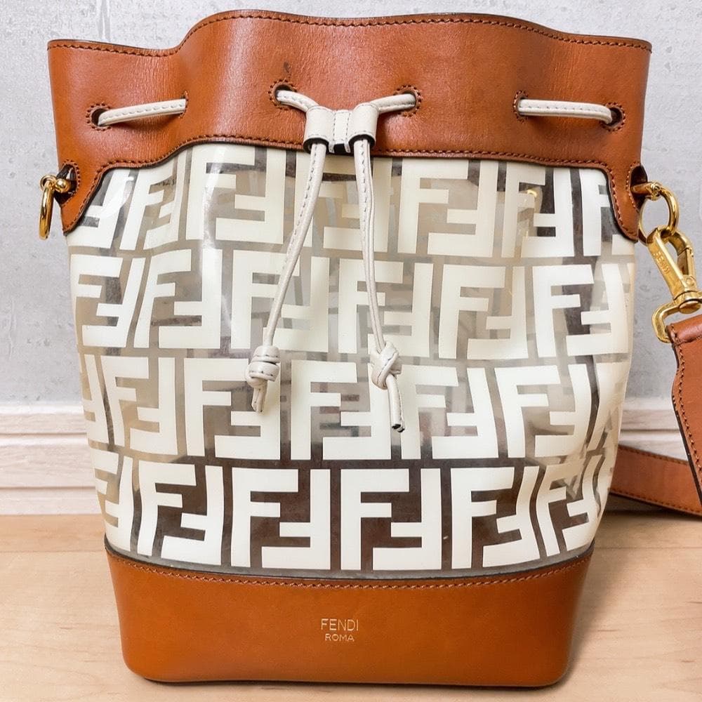 Fendi Montresor Zucca Pattern Clear Drawstring Bucket Bag Leather — view 2