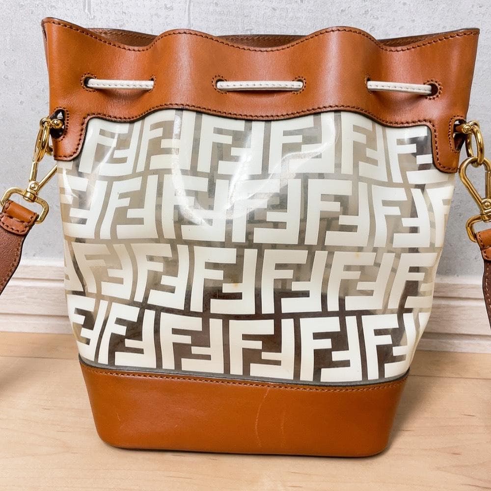 Fendi Montresor Zucca Pattern Clear Drawstring Bucket Bag Leather — view 3