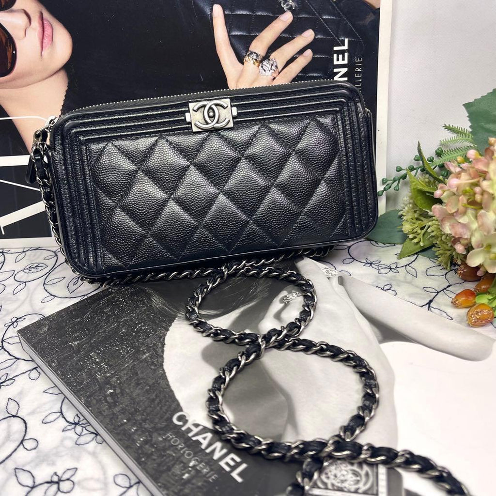 Chanel Chain Wallet Caviar Leather Boy Shoulder