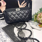Chanel Chain Wallet Caviar Leather Boy Shoulder