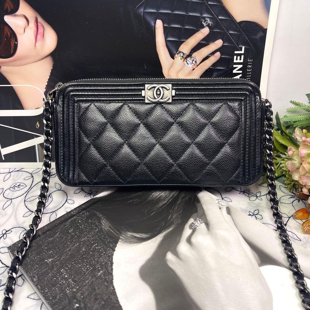 Chanel Chain Wallet Caviar Leather Boy Shoulder — view 2