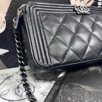 Chanel Chain Wallet Caviar Leather Boy Shoulder — view 4
