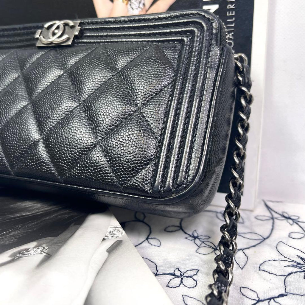 Chanel Chain Wallet Caviar Leather Boy Shoulder — view 5