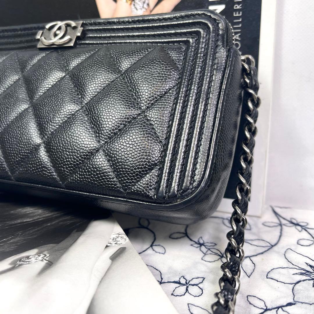 Chanel Chain Wallet Caviar Leather Boy Shoulder — view 5