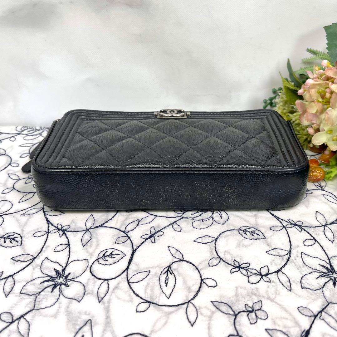 Chanel Chain Wallet Caviar Leather Boy Shoulder — view 8