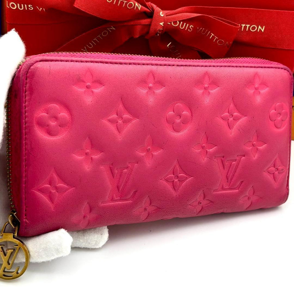 Louis Vuitton Wallet Monogram Embossed Zippy Pink Blue