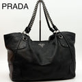 Prada Vitello Daino Leather Chain Hobo Handbag Triangle