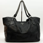 Prada Vitello Daino Leather Chain Hobo Handbag Triangle — view 2