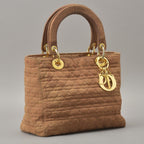 Dior Lady Cannage Handbag Nylon Brown Beige — view 2