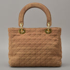 Dior Lady Cannage Handbag Nylon Brown Beige — view 3