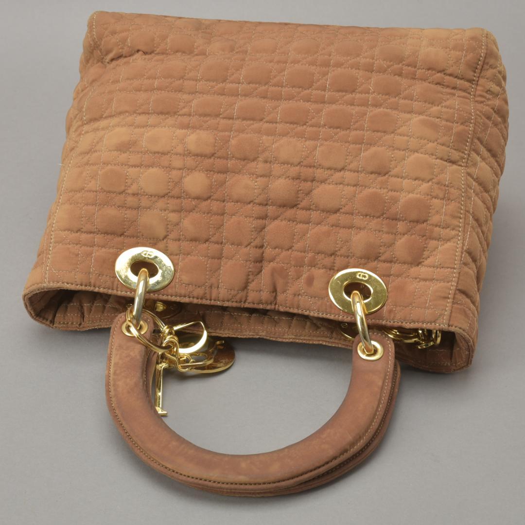 Dior Lady Cannage Handbag Nylon Brown Beige — view 4