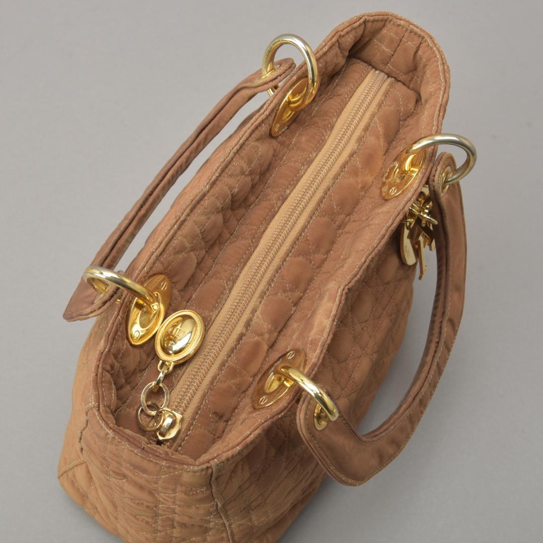 Dior Lady Cannage Handbag Nylon Brown Beige — view 7