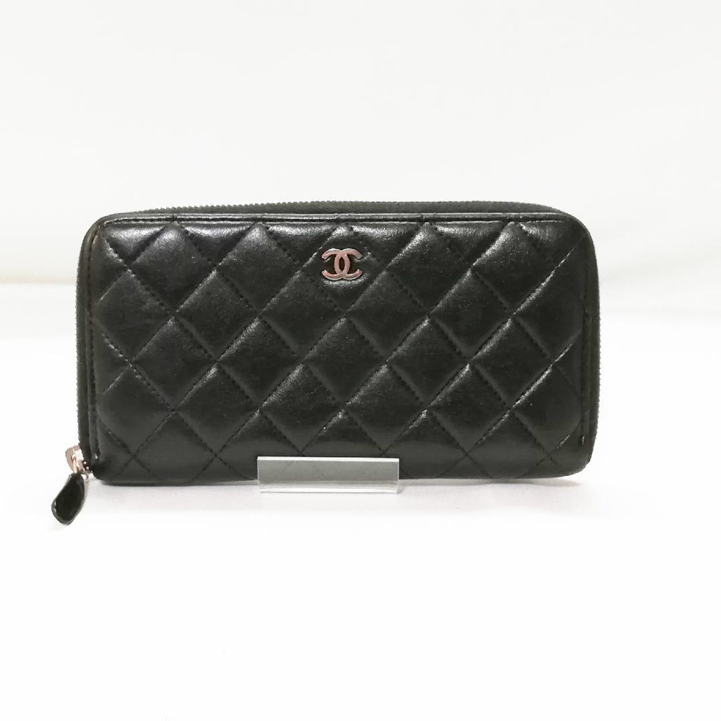 Chanel Zip Around Wallet Silver