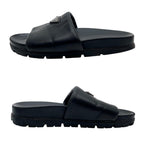 Prada Nappa Leather Triangle Plate Logo Sandals Black — view 6