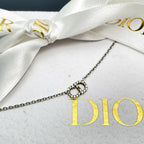 Dior Clair D Lune CD Logo Necklace Rhinestone