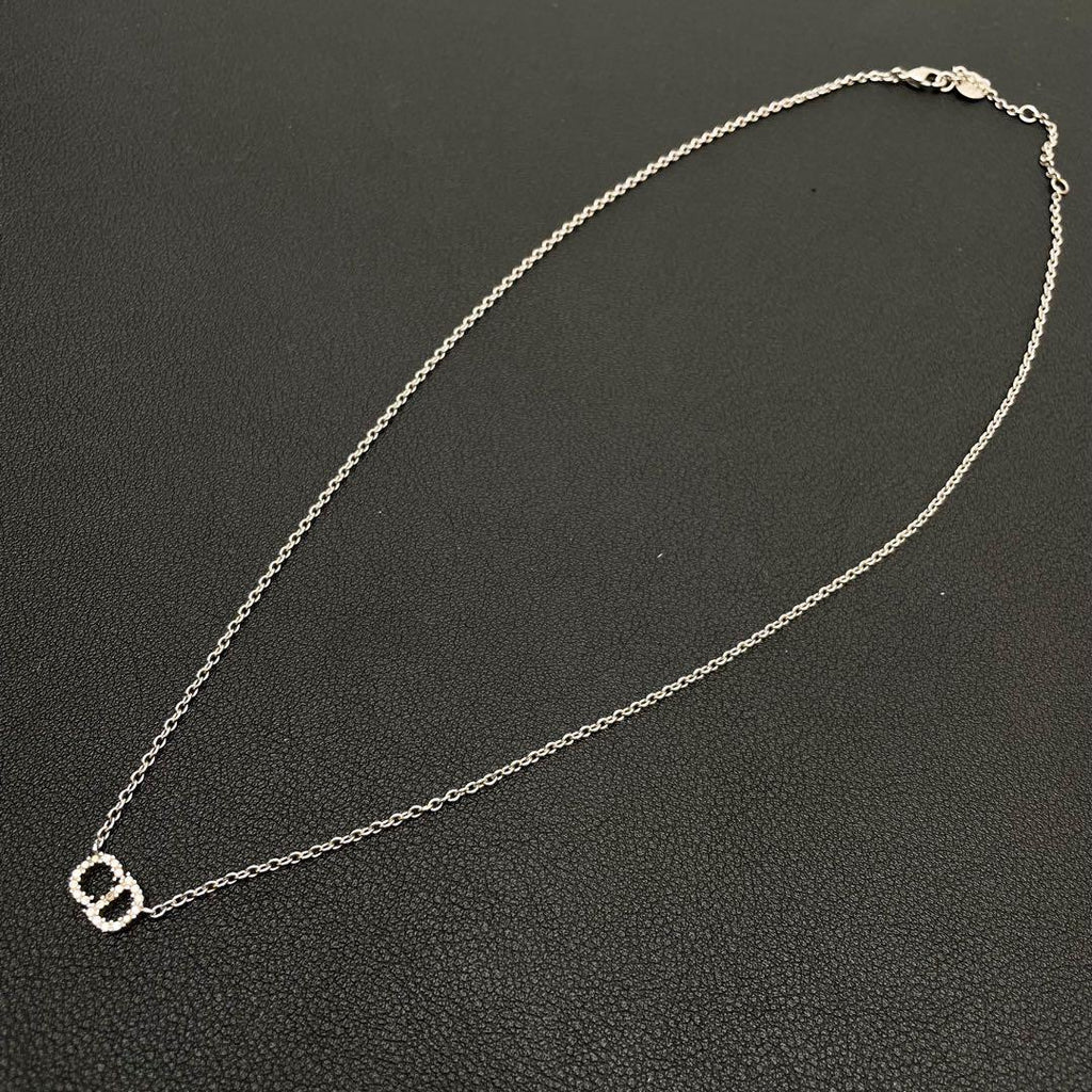 Dior Clair D Lune CD Logo Necklace Rhinestone — view 4