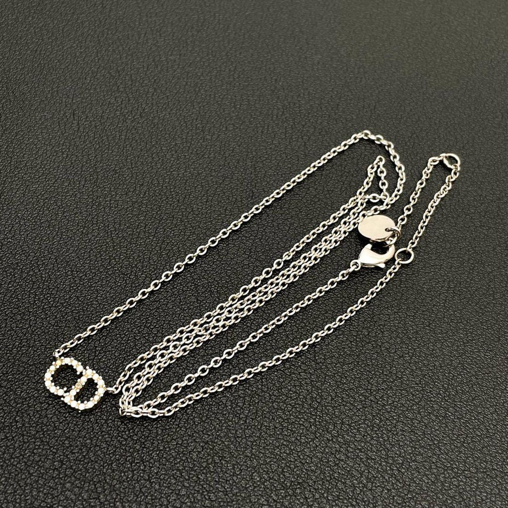 Dior Clair D Lune CD Logo Necklace Rhinestone — view 5