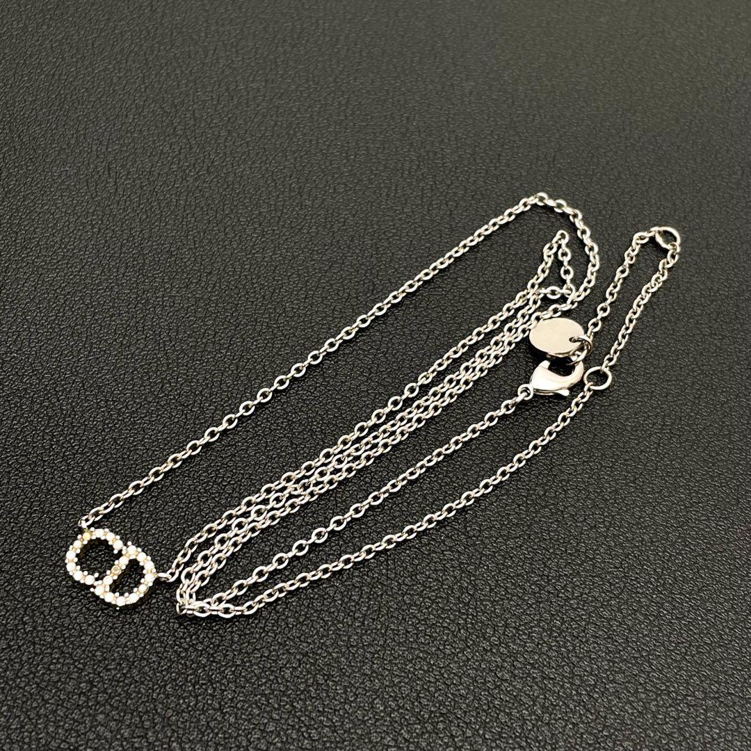 Dior Clair D Lune CD Logo Necklace Rhinestone — view 5