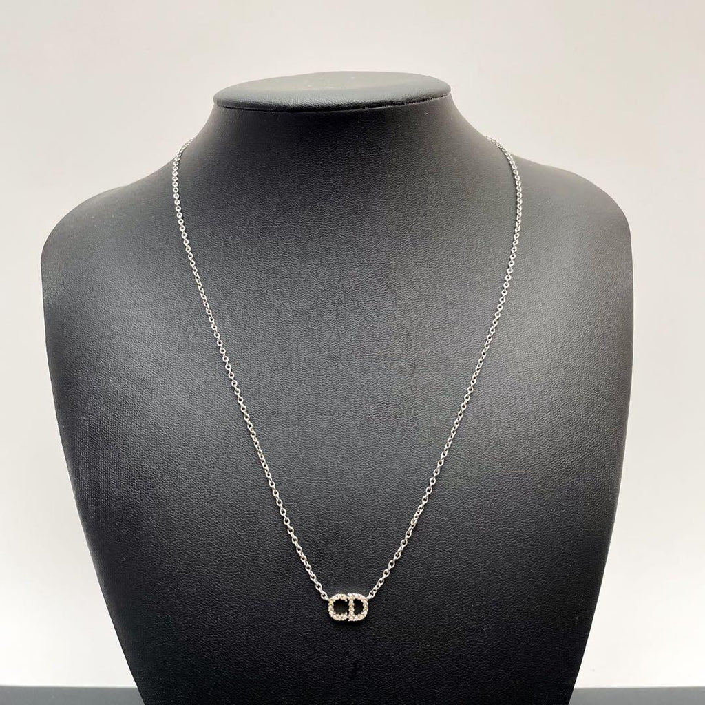 Dior Clair D Lune CD Logo Necklace Rhinestone — view 7