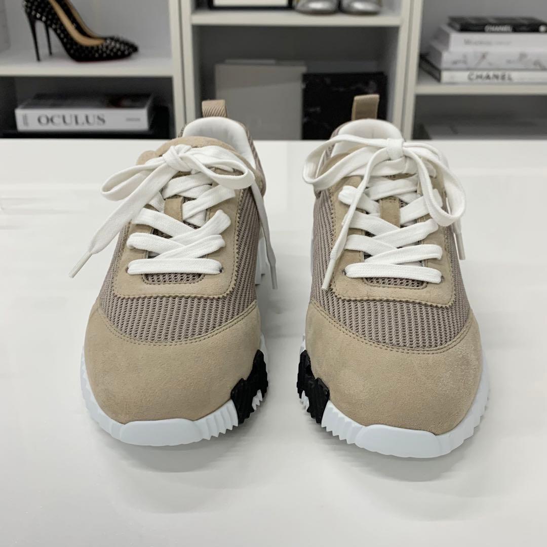 Hermes Bouncing Fabric Suede Sneakers Beige — view 4