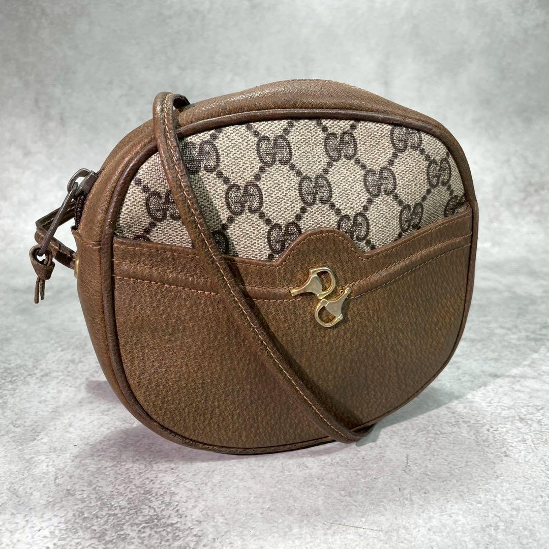 Gucci GG Shoulder Bag Horsebit Brown Logo Leather