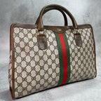 Gucci GG Sherry Line Tote Bag Brown Leather Logo