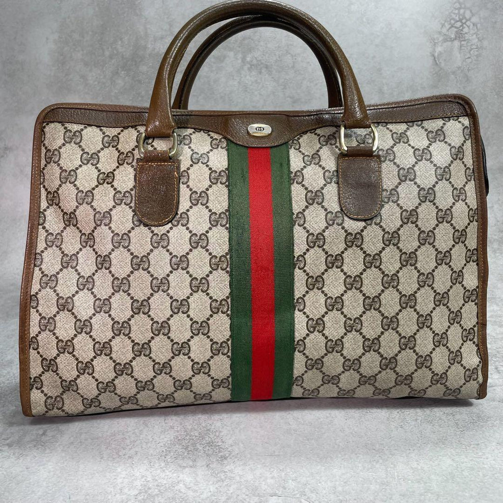 Gucci GG Sherry Line Tote Bag Brown Leather Logo — view 2