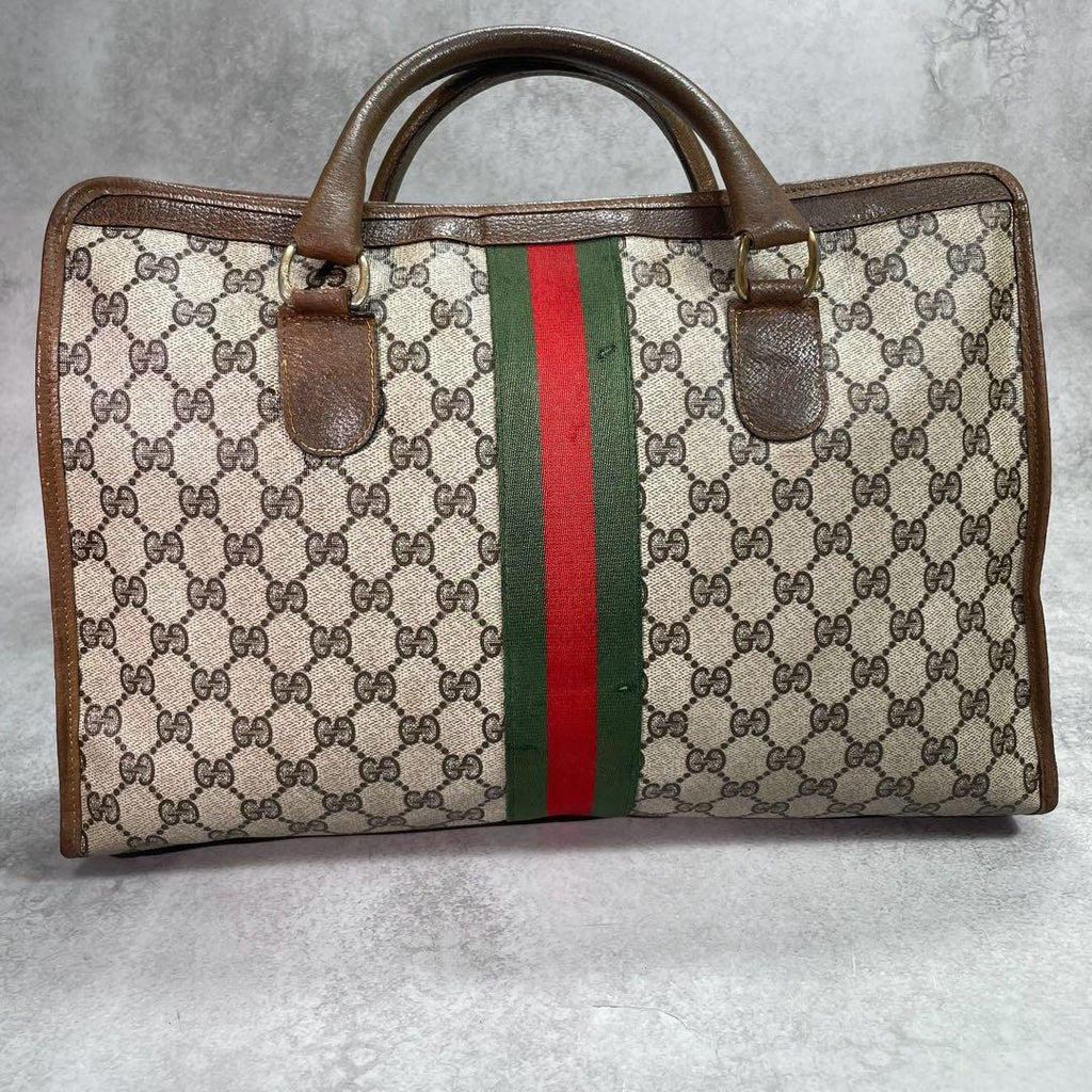 Gucci GG Sherry Line Tote Bag Brown Leather Logo — view 3