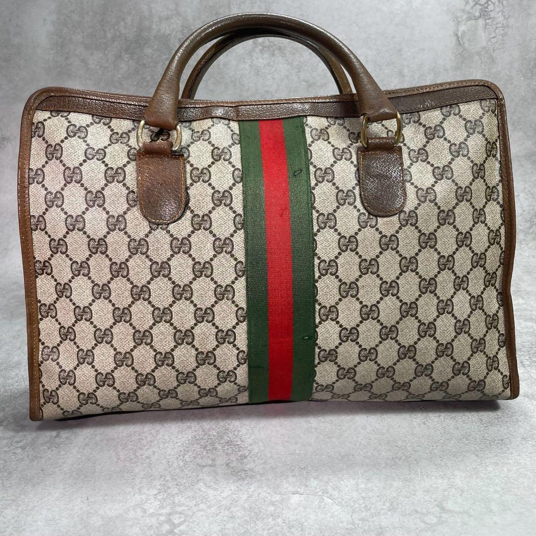 Gucci GG Sherry Line Tote Bag Brown Leather Logo — view 3