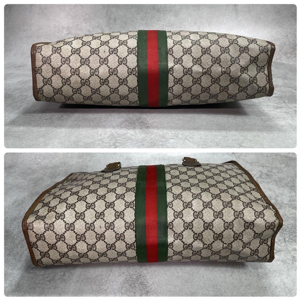 Gucci GG Sherry Line Tote Bag Brown Leather Logo — view 8