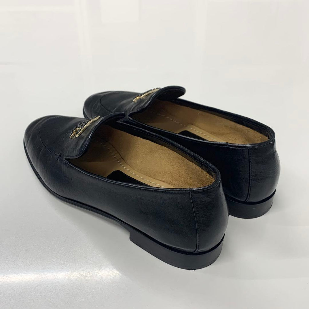 Chanel CC Logo Leather Loafers Black — view 4