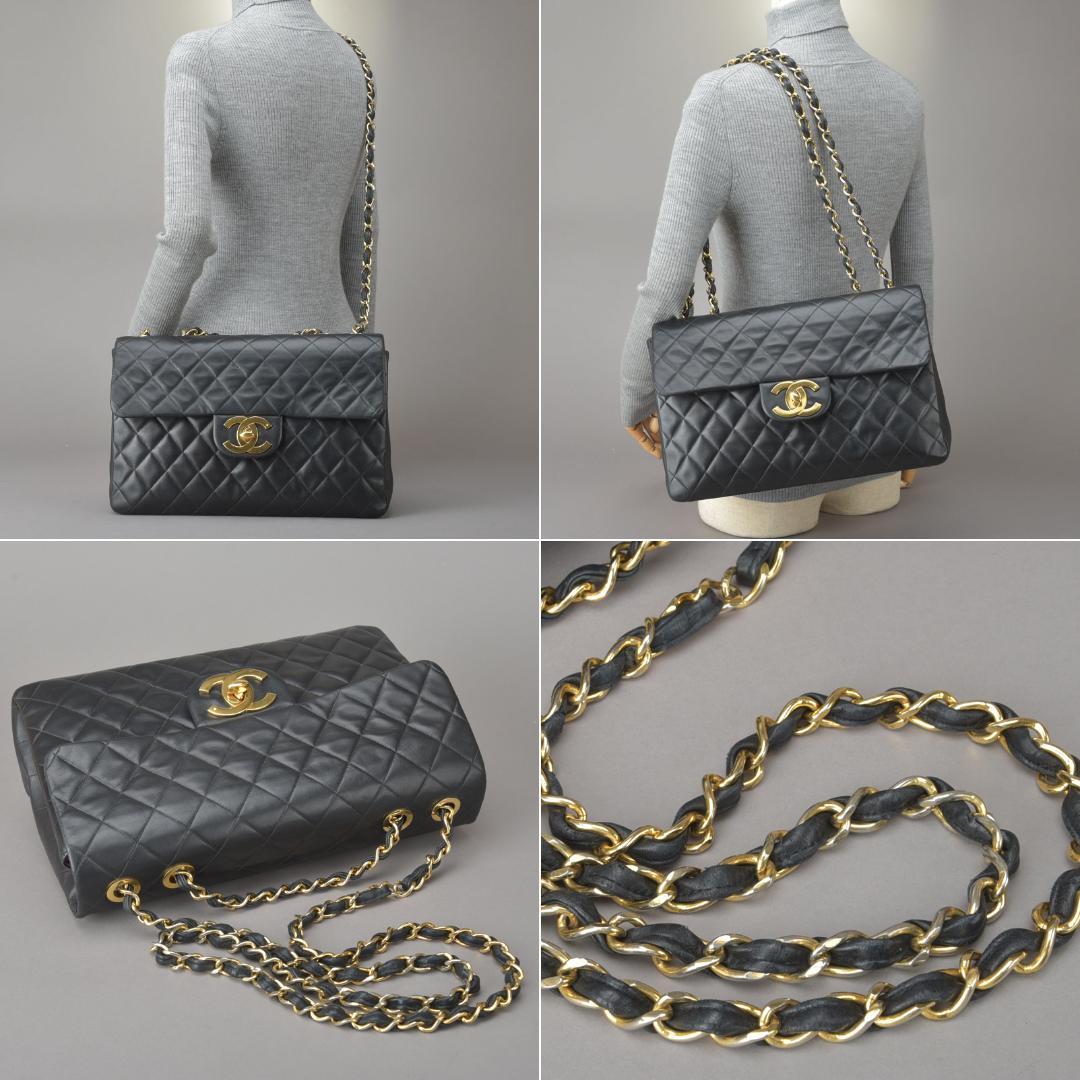 Chanel Deca Quilted 34 Chain Shoulder Bag Black — view 6