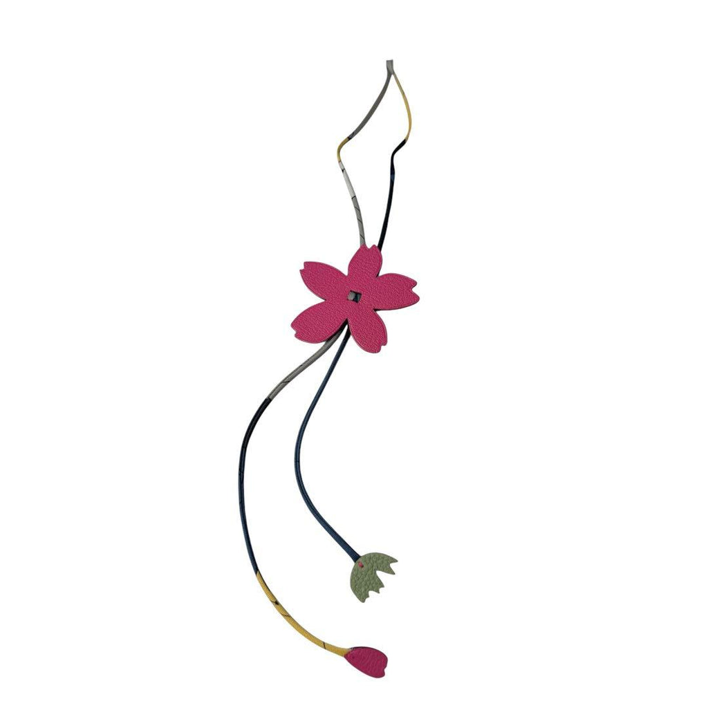 Hermes Charm Petit Ash Cherry Blossom Epsom Chevre Keychain