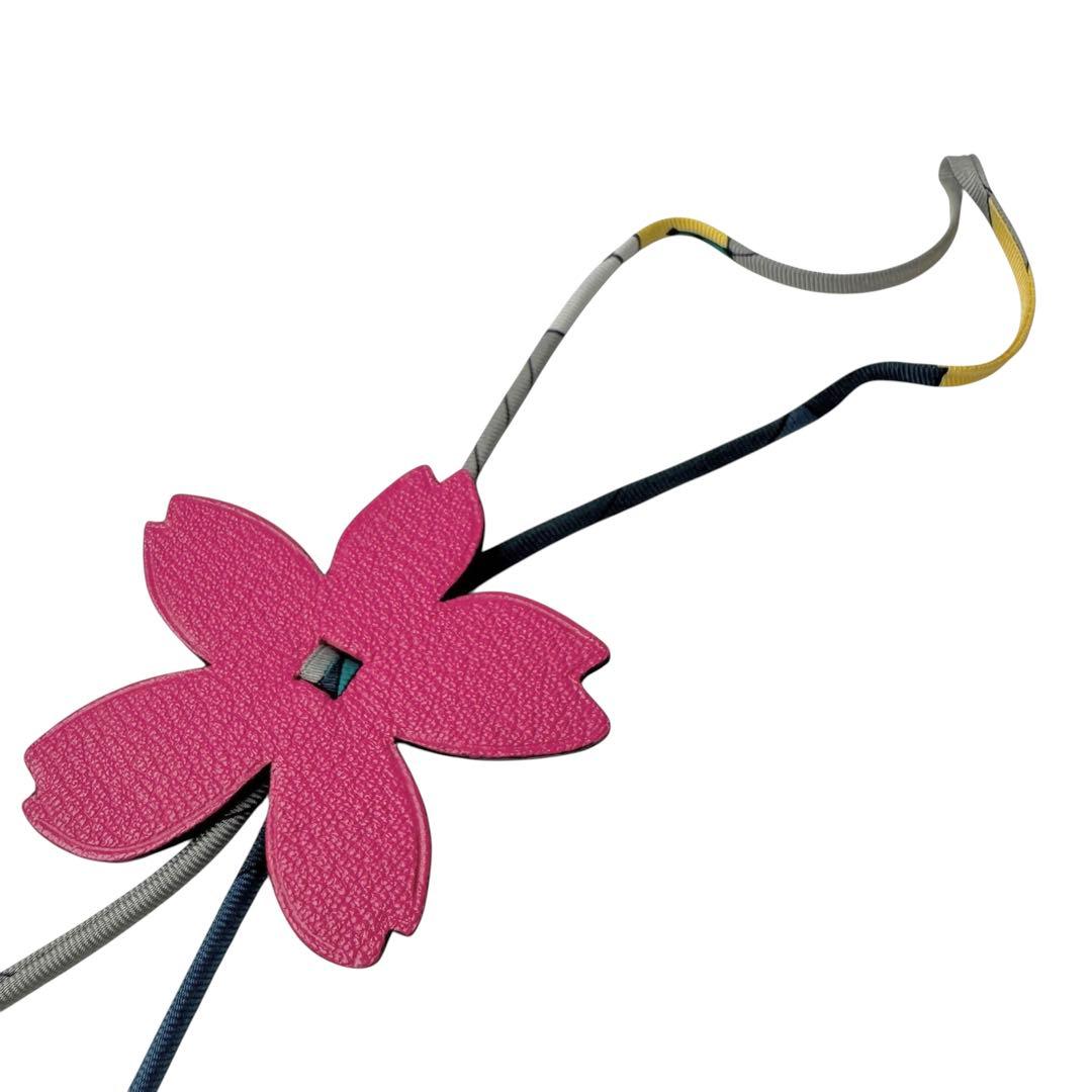 Hermes Charm Petit Ash Cherry Blossom Epsom Chevre Keychain — view 4