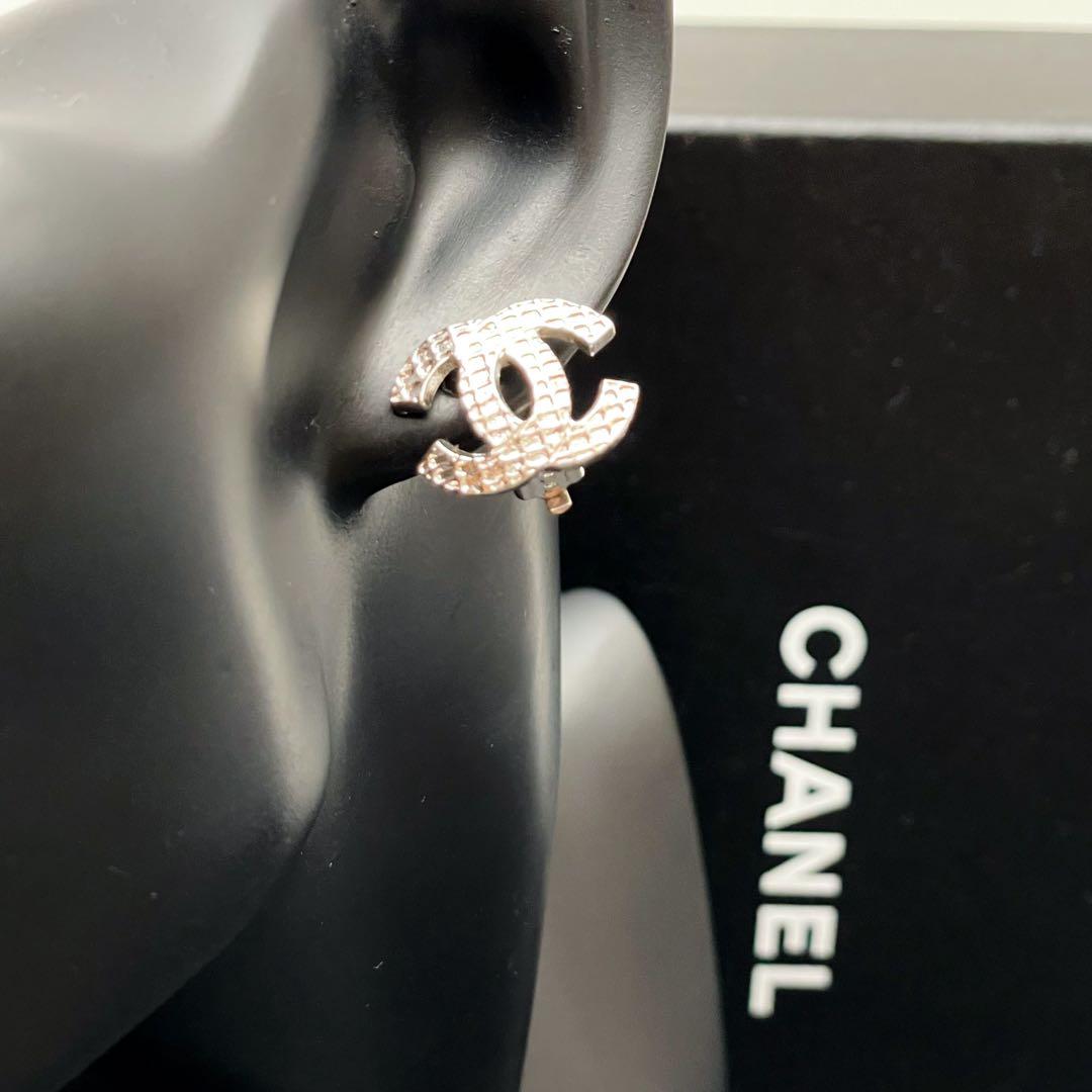 Chanel CC Logo Earrings Silver Icon Coco — view 8