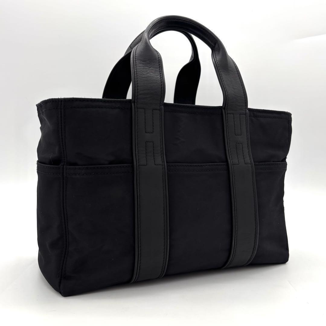Hermes Acapulco PM Nylon Leather Black Silver Handbag — view 2